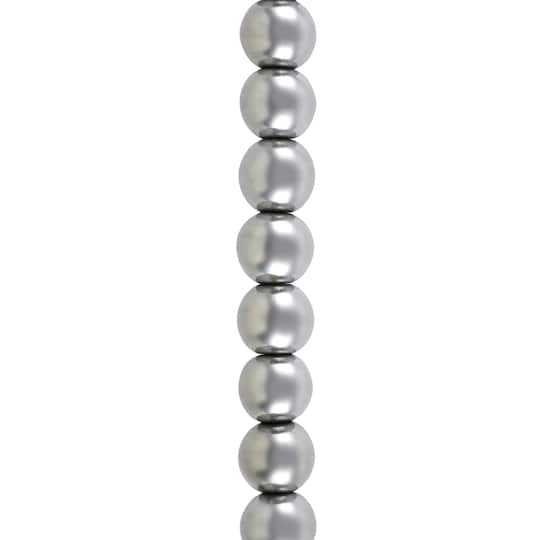 Rhodium Reconstituted Hematite Round Beads by Bead Landing